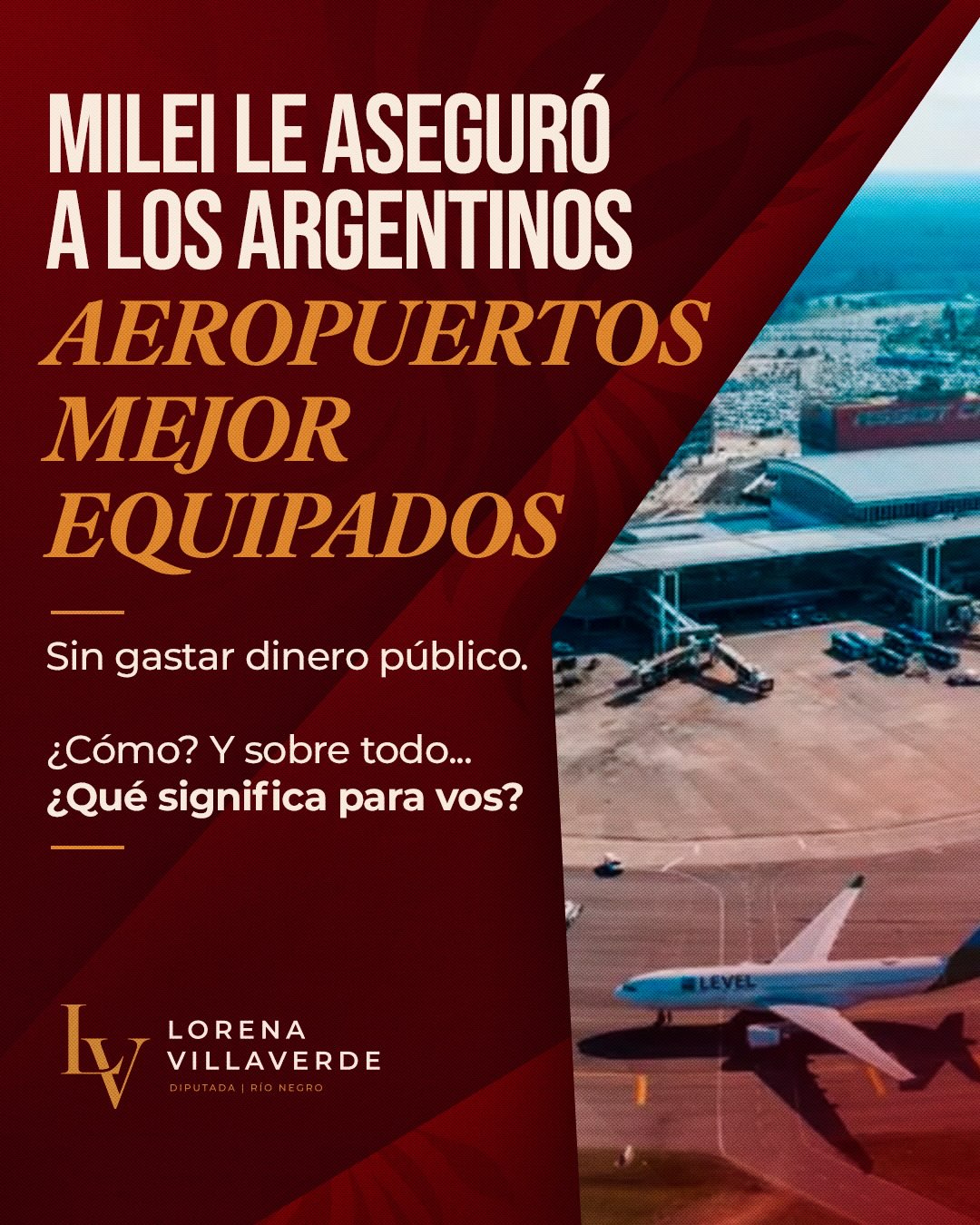 Publicación de Lorena Villaverde sobre modernización de aeropuertos e inversión privada.